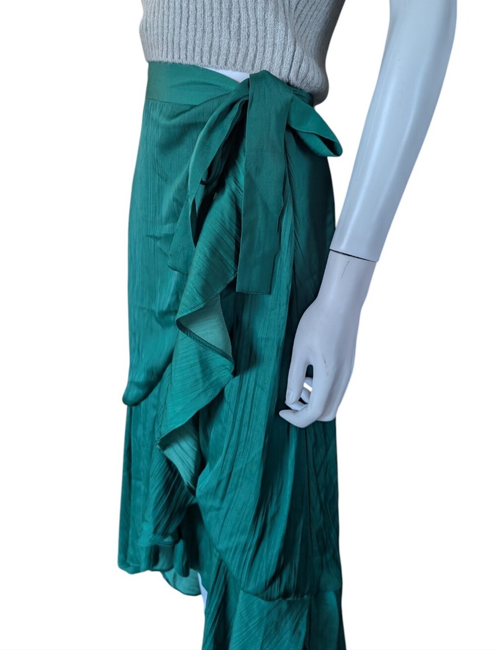 Anthropologie Maeve Ruffled WrapMaxi Skirt Evergreen - Picture 9 of 13